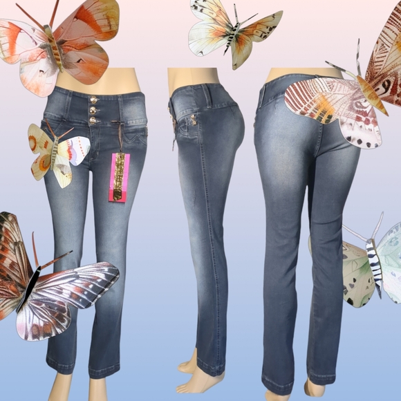 *NEW* Colombian Authentic Skinny Butt Lifter white Embroidery Jeans Si… - Picture 3 of 12